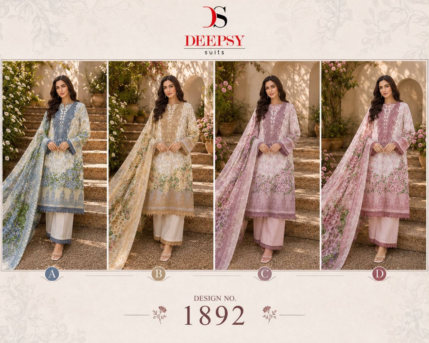 D NO.1892 By DEEPSY SUITS Pakistani Suits Colorful Ethnic Wear Pure Cotton Readymade Dresses At Wholesale